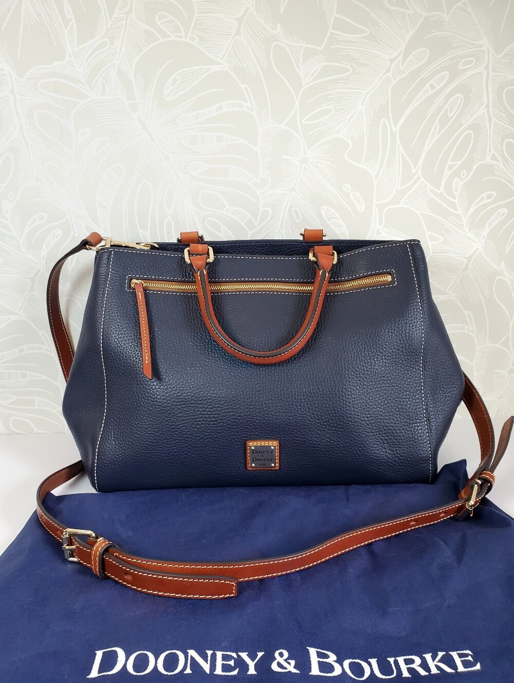 Dooney & Bourke Navy Blue Pebble Leather Satchel